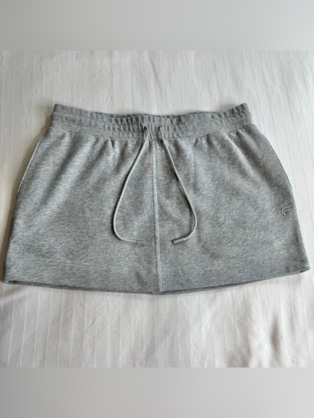 Fabletics Light Heather Gray Drawstring Mini Skirt